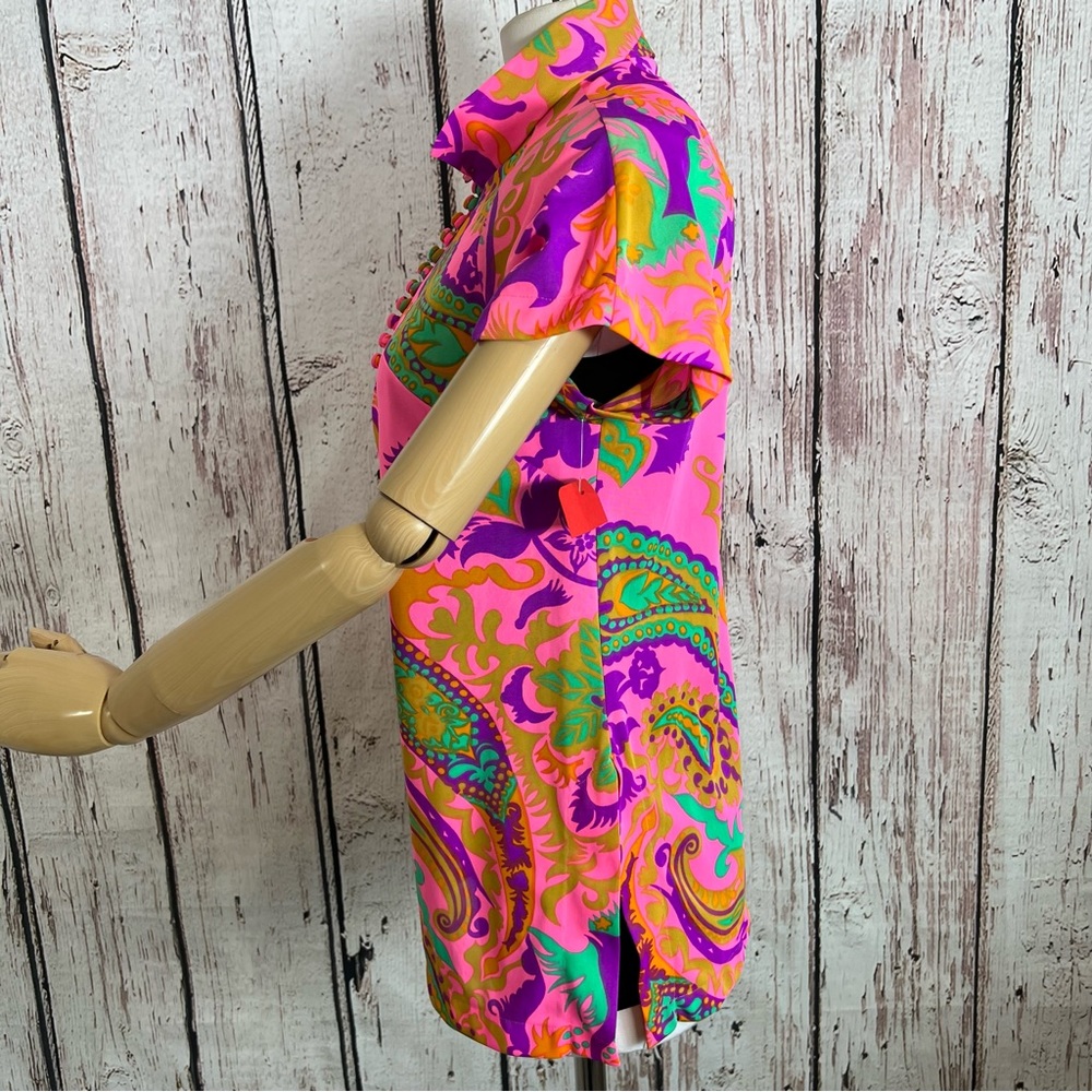 🎉HP🎉 Vintage Val Mode MOD Psychedelic Floral Blouse Shirt Top EUC Size SMALL - Picture 8 of 16